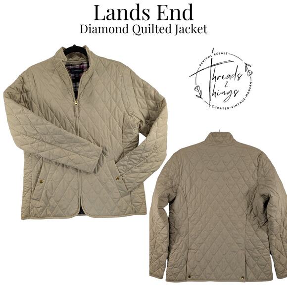Lands End Jacket Women M/P Outerwear Diamond Quilted Riding Chore Classic Preppy - Picture 1 of 12